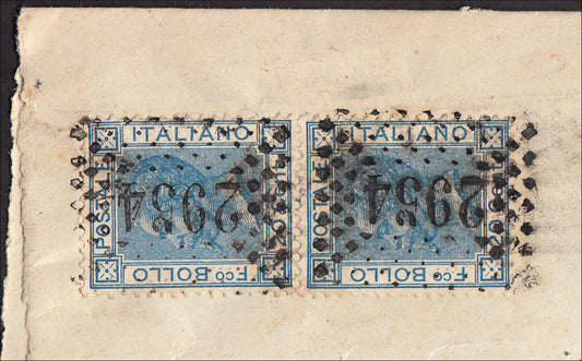 ZZ621 - 1876 - Lettera spedita da S. Martino Valle Caudina per Napoli 25/5/76 affrancata con c. 20 azzurro coppia verticale (T26)