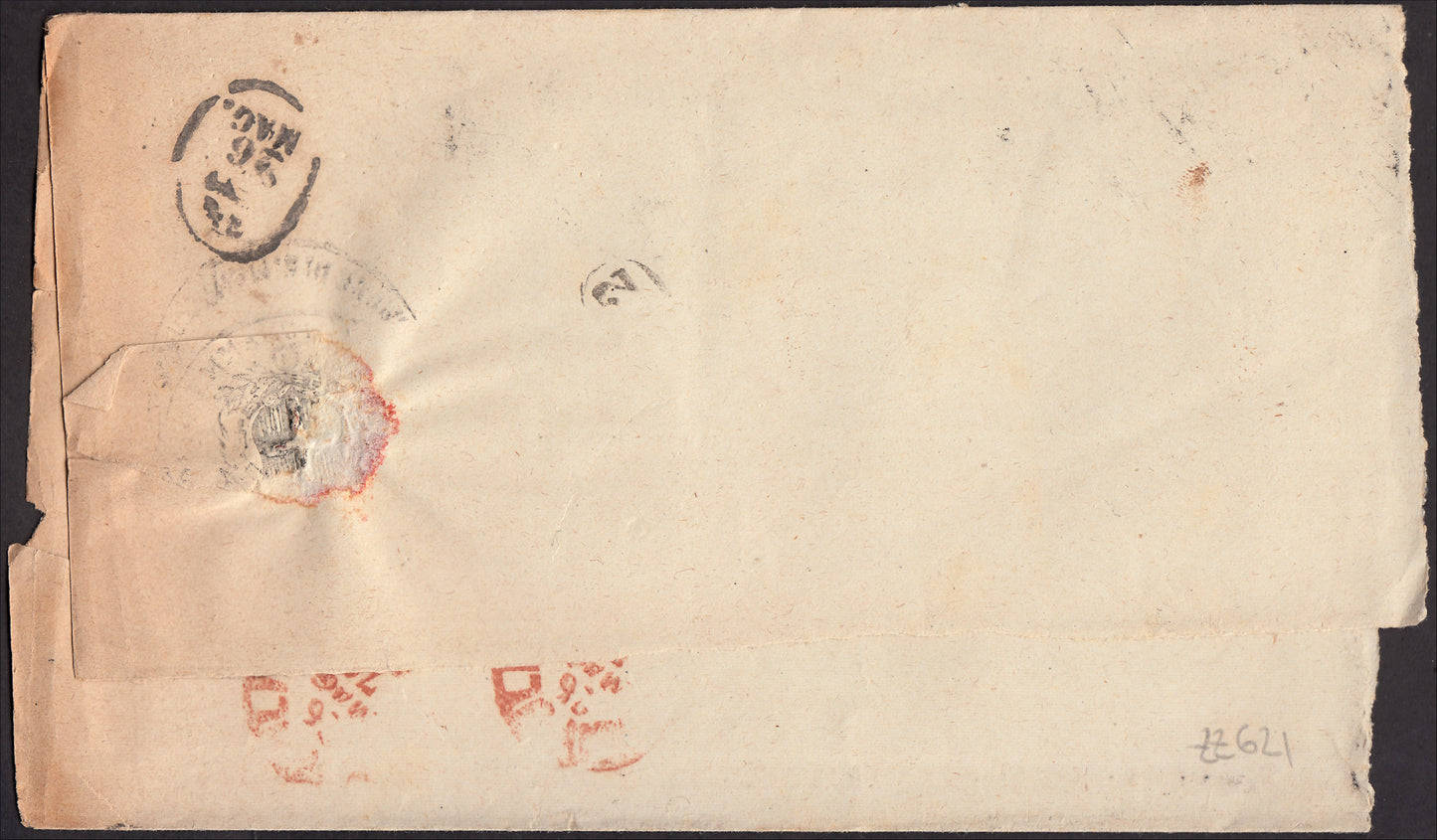 ZZ621 - 1876 - Carta enviada desde S. Martino Valle Caudina a Nápoles el 25/5/76 franqueada con c. 20 pares verticales celestes (T26)