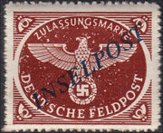 ZZ849 - 1945 - Occupazione tedesca dell'Egeo, francobollo di franchigia militare bruno rosso dentellatura ZIG-ZAG e soprastampa INSELPOST (emissione di AGRAM) nuovo gomma originale (5)