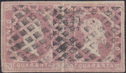 Sard516 - 1851 - I emissione c. 40 rosa lilla coppia orizzontale usata (3d)