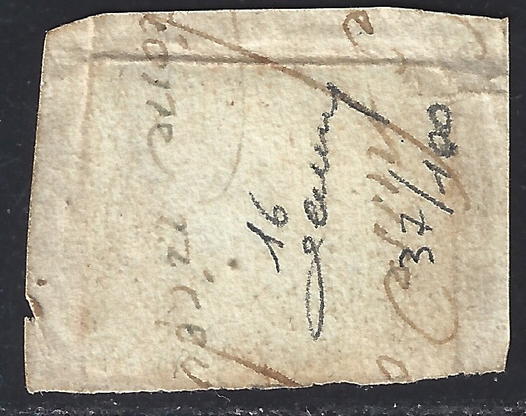 Croce1 - 1860 - 1/2 tornese azzurro detto "Croce di Savoia" usata su frammentino di fascetta, posizione n. 37 (16)