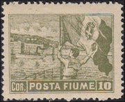 Fiume_206 - 1919 - Allegorie, Posta Fiume 10c. oliva dent. 13 nuovo gomma integra (56/I)