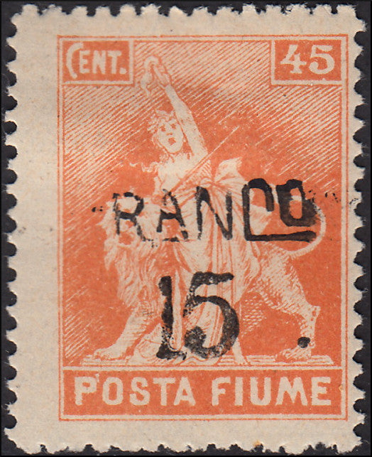 Fiume_209 - 1919 - Allegorie, Posta Fiume soprastampa "RANCO" nuovo con gomma (D79ra)