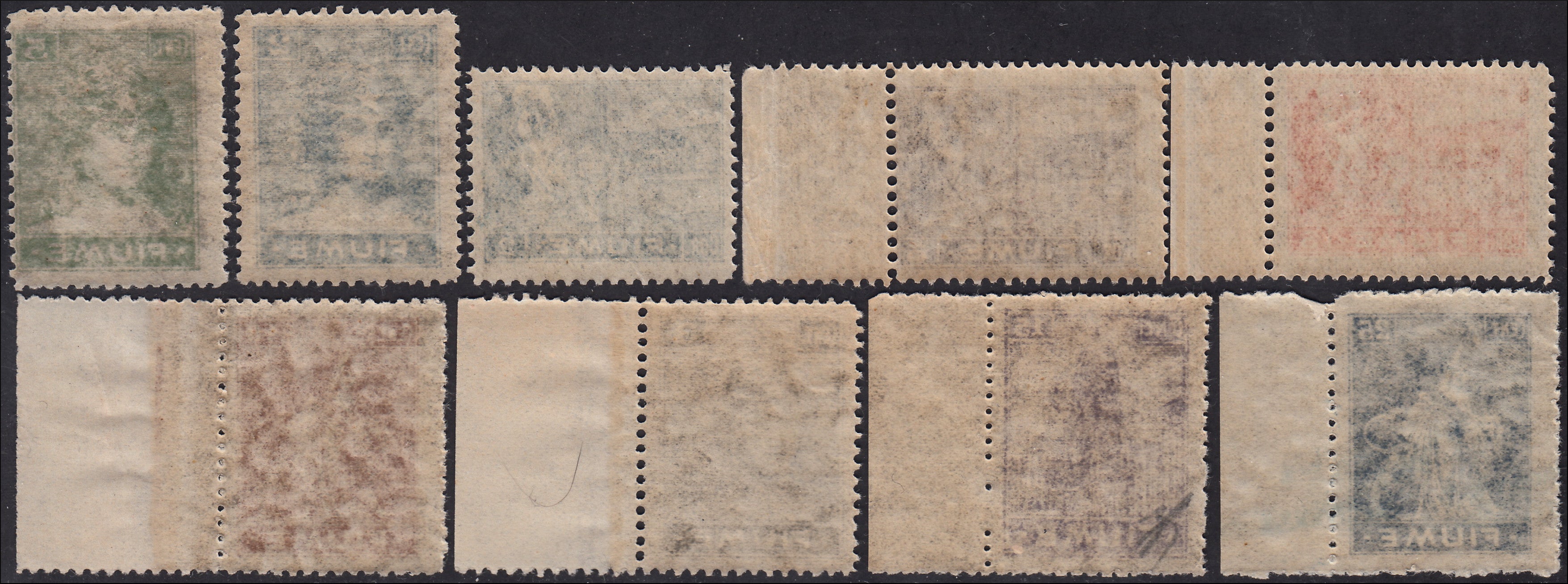 Fiume719 - 1919 - Allegory, Fiume Postage Label, complete set of eight mint values with original gum (49/56)
