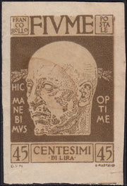 Fiume253 - 1920 - D'Annunzio, c. 45 oliva non dentellato, nuovo senza gomma (119k).