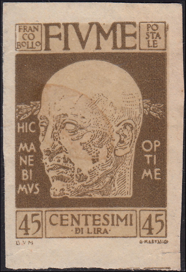 Fiume253 - 1920 - D'Annunzio, c. 45 oliva non dentellato, nuovo senza gomma (119k).