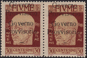 Fiume259 - 1921 - D'Annunzio, soprastampato GOVERNO PROVVISORIO capovolta c. 30 bruno rosso coppia orizzontale nuova gomma integra (154b)