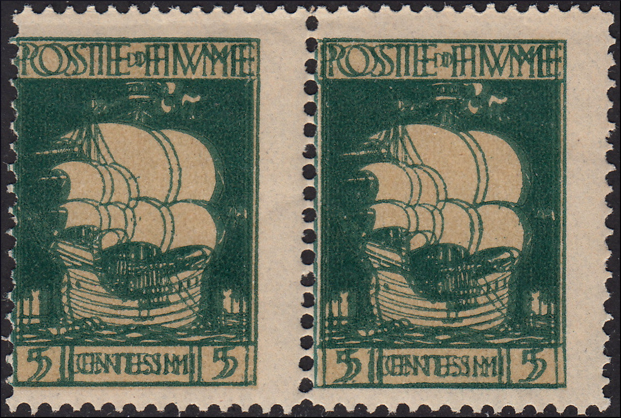 ZZ760 - Hungarian stamp from the Reapers series, 6 blue-green fillers with FUME (instead of FIUME) overprint, new (7d)