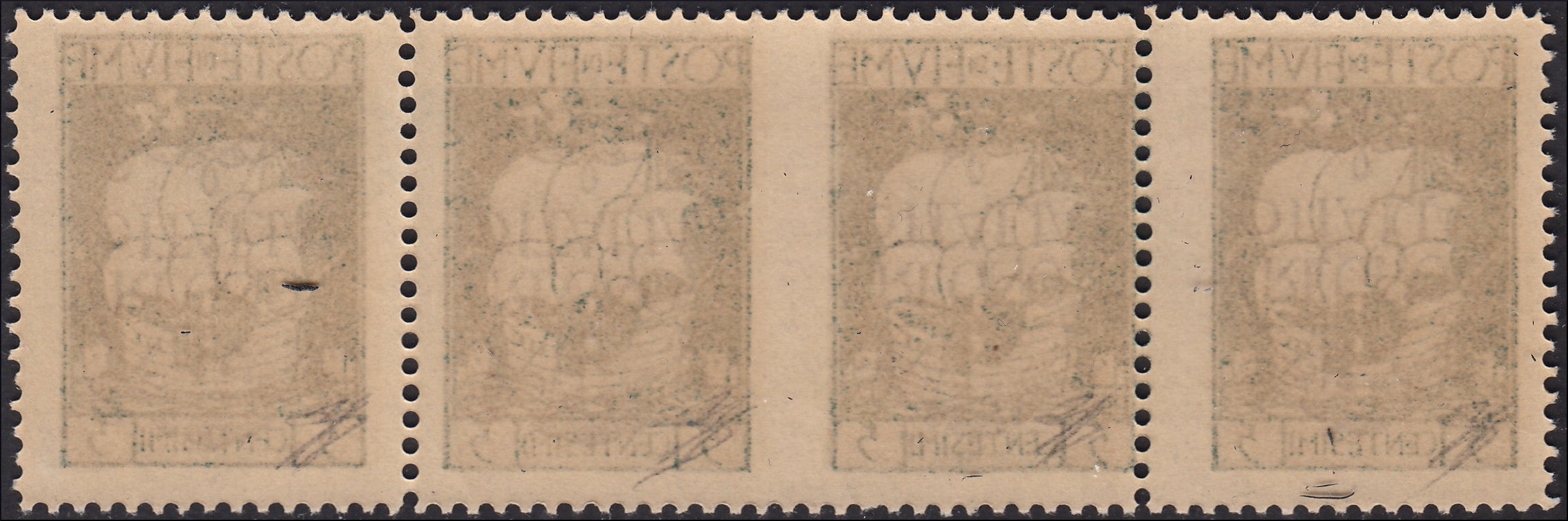 ZZ760 - Hungarian stamp from the Reapers series, 6 blue-green fillers with FUME (instead of FIUME) overprint, new (7d)