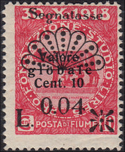 Fiume_303 - 1919 - Segnatasse 0,4 su 10c. carminio con decalco della soprastampa *(26zd)
