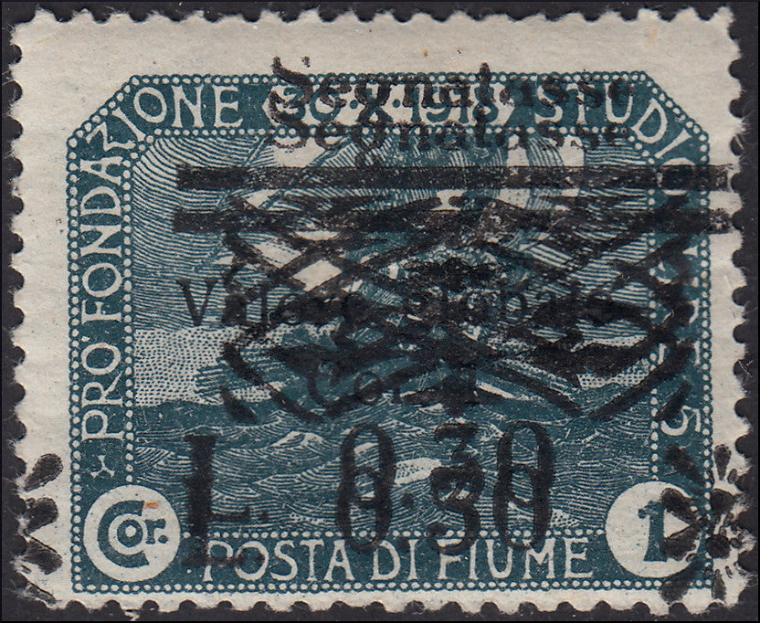 Fiume_304 - 1919 - Segnatasse 0,3 su 1k. ardesia doppia soprastampa *(20f)