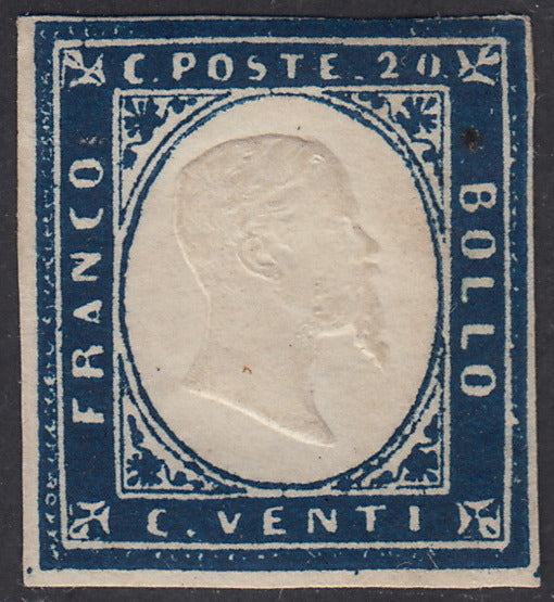 1860 - Sardinia IV issue c.20 very dark blue I plate new with rubber (15C)