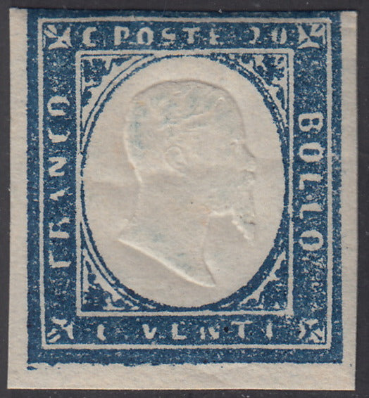 1860 - Sardinia IV issue c.20 greyish cobalt I plate new with gum (15Cb)