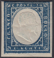 1860 - Sardinia IV issue c.20 greyish cobalt I plate new with gum (15Cb)