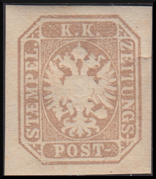 1863 - Veneto e Provincia di Mantova, giornali (s. 1,05) bruno grigio con gomma integra e minima incisione a destra (11)