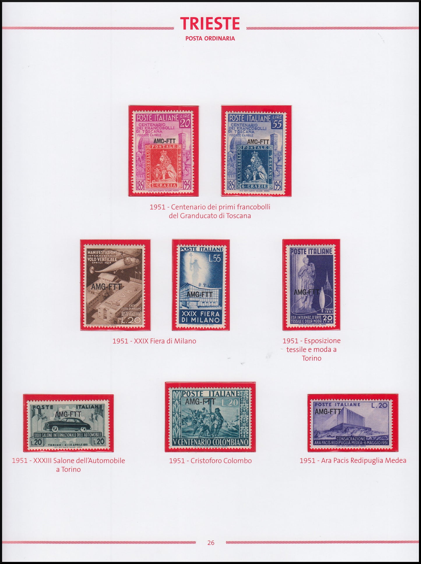 Trieste zona A - collezione completa di Posta Ordinaria, Aerea e Servizi nei francobolli tipo, nuova **