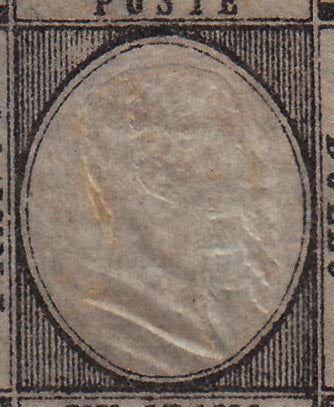 1861 - 1 grano nero, esemplare con tripla effigie nuovo con gomma originale (19dc). Certificato Cardillo.