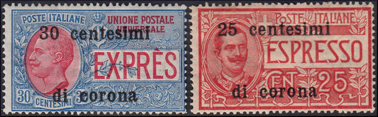 Redeemed lands - Trento and Trieste, Italian espressos overprinted with new value new TL (1/2)