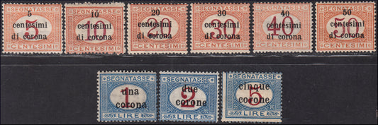 Redeemed lands - Trento and Trieste, Italian tax postmarks overprinted with new value new TL (1/9)