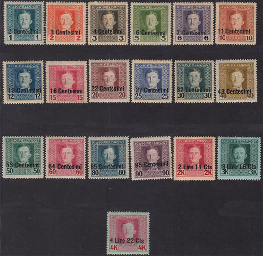 1918 -  Occupazione Austriaca del Friuli e del Veneto, francobolli di Austria soprastampati, nuovi TL (1/19)