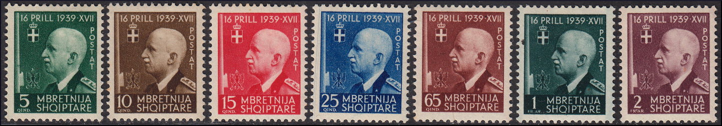 1942 -  Occupazione Italiana dell'Albania, 3° anniversario dell'unione Italo-Albanese, nuovi TL (30/36)