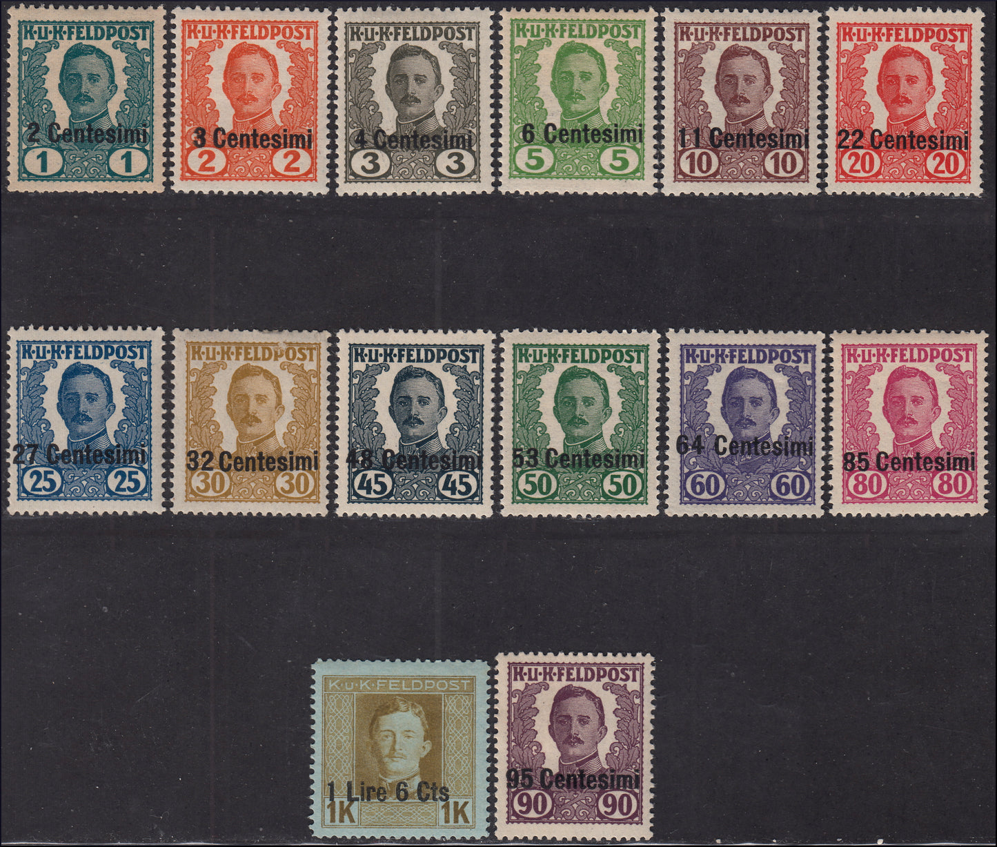 1918 -  Occupazione Austriaca del Friuli e del Veneto, francobolli di Austria soprastampati, non emessi, nuovi TL (20/33)
