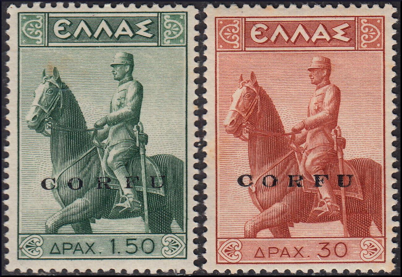 1941 - Occupazione Militare Italiana di Corfù, Monumento Equestre serie completa di 2 valori (32, 33) nuova TL