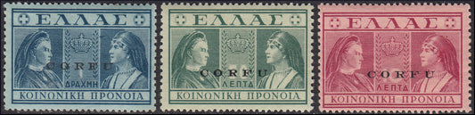 1941 - Italian Military Occupation of Corfu, Social Security complete set of 3 stamps (35/37) new TL