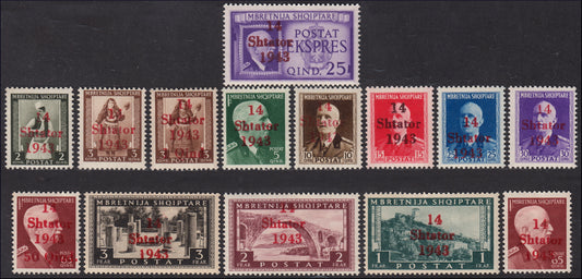 1943 - Stamps of Albania overprinted 14 Shtator 1943 new TL (1/14)