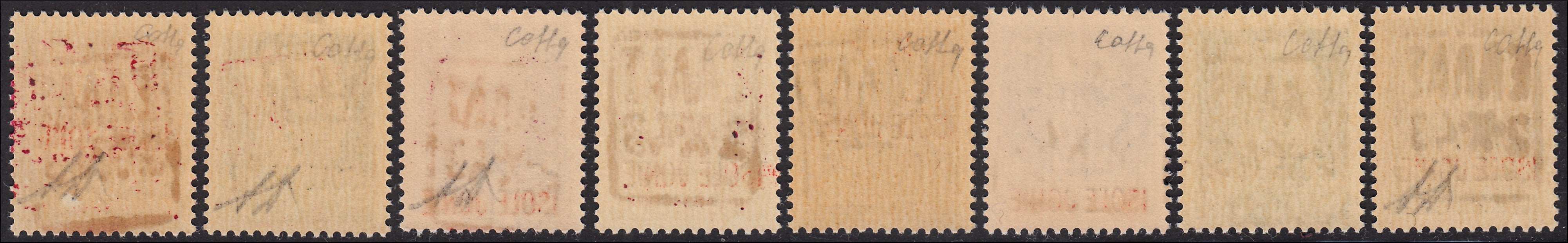 1943 - Francobolli d'Italia soprastampati Isole Jonie con ulteriore soprastampa ZANTE in caratteri greci, giro completo degli otto valori con gomma integra (1/6+A1/2)