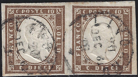 IV issue c. 10 dark chocolate brown I table pair used (14Ce)