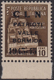 BO21_37 - Monumenti distrutti, c.10 bruno con soprastampa "CLN / PATRIOTI / VALLE / BORMIDA / 1943-45" nuovo gomma integra (8)