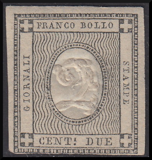 Reino de Cerdeña 1861 - Impreso, c. 2 nuevos gris negro con goma intacta (20)