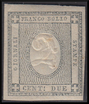 Regno di Sardegna 1861 - Stampati, c. 2 grigio verdastro nuovo con gomma integra (20b)