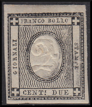 Regno di Sardegna 1861 - Stampati, c. 2 nero intenso nuovo con gomma integra (20e)
