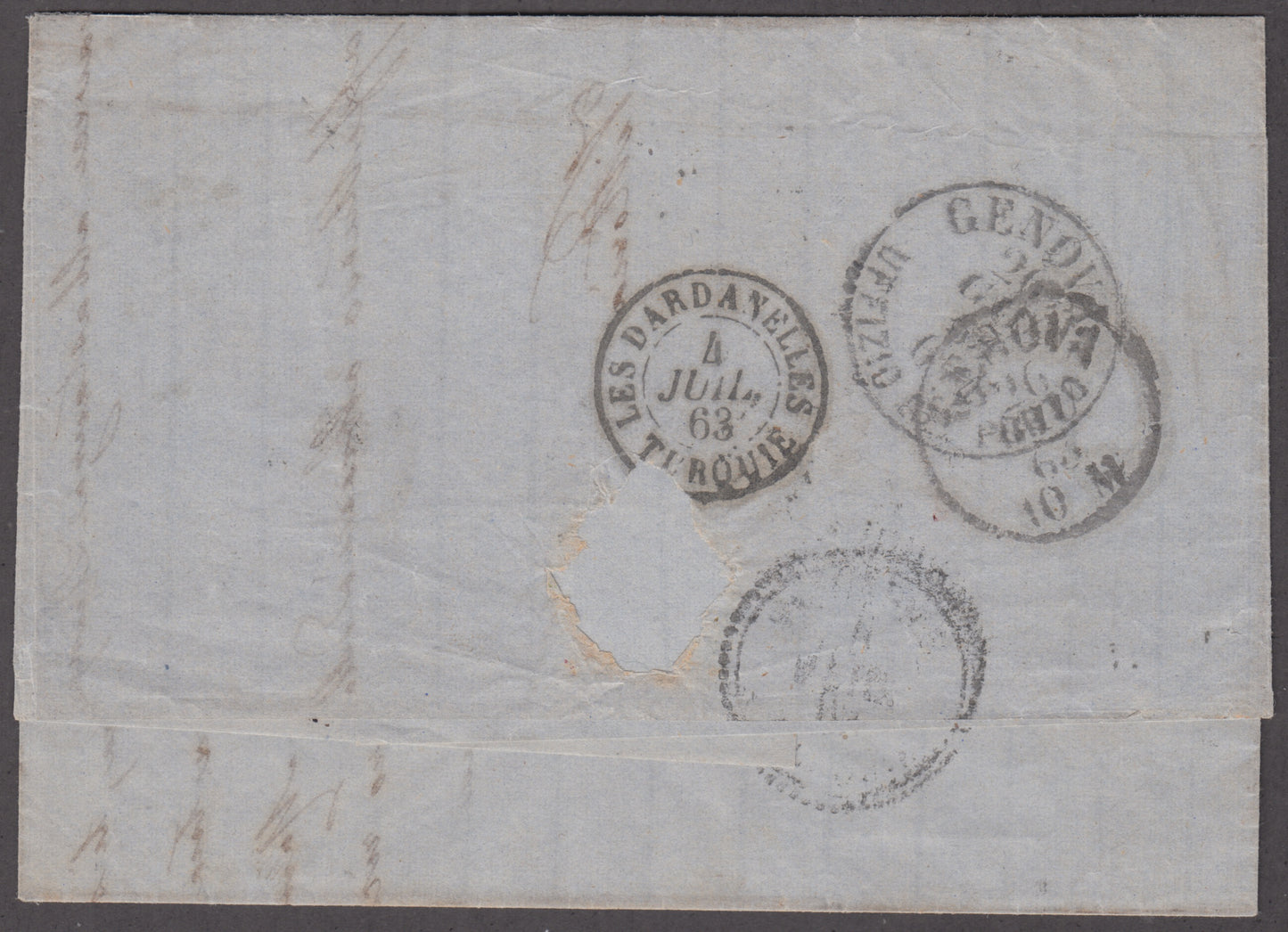 BO22-12 - IV issue, c.40 carmine red two copies on letter from MILAN to Thessaloniki 9/5/62