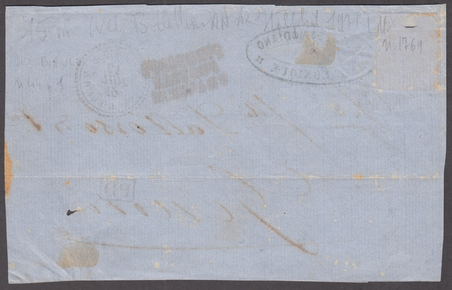 France, Napoleon III serrated, c. 80 carmine isolated on letter from Thessaloniki to Genoa 12/7/64