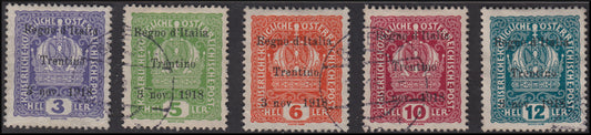 BO2-86 - 1918 - Trentino Alto Adige, francobolli d'Austria soprastampati, usati (1/13 + 15/17)