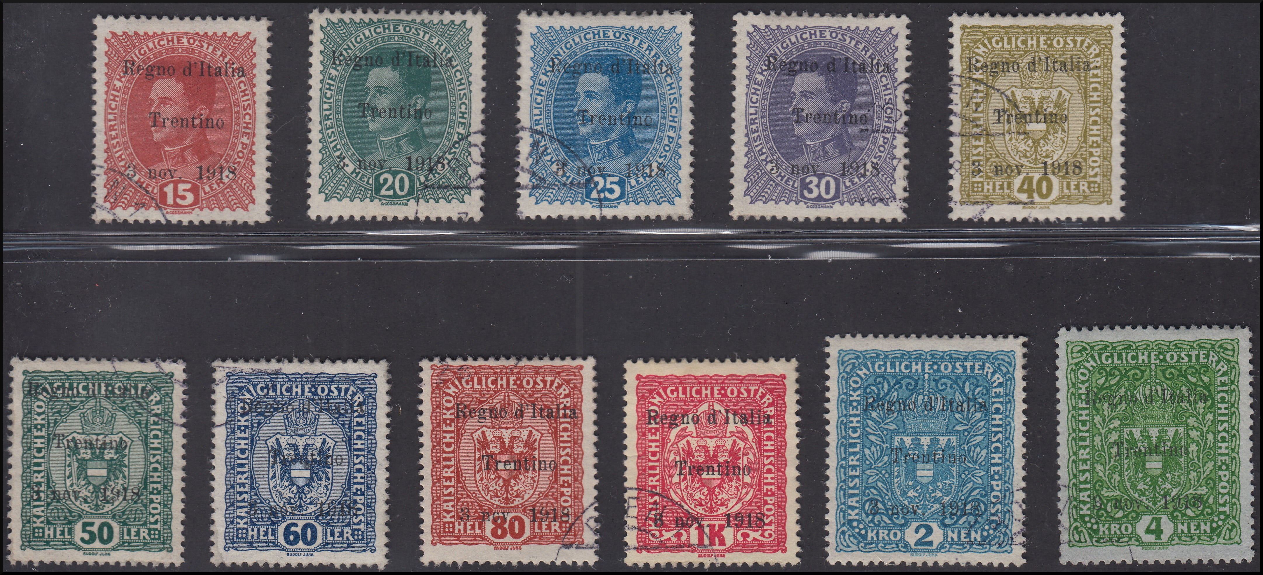 BO2-86 - 1918 - Trentino Alto Adige, francobolli d'Austria soprastampati, usati (1/13 + 15/17)