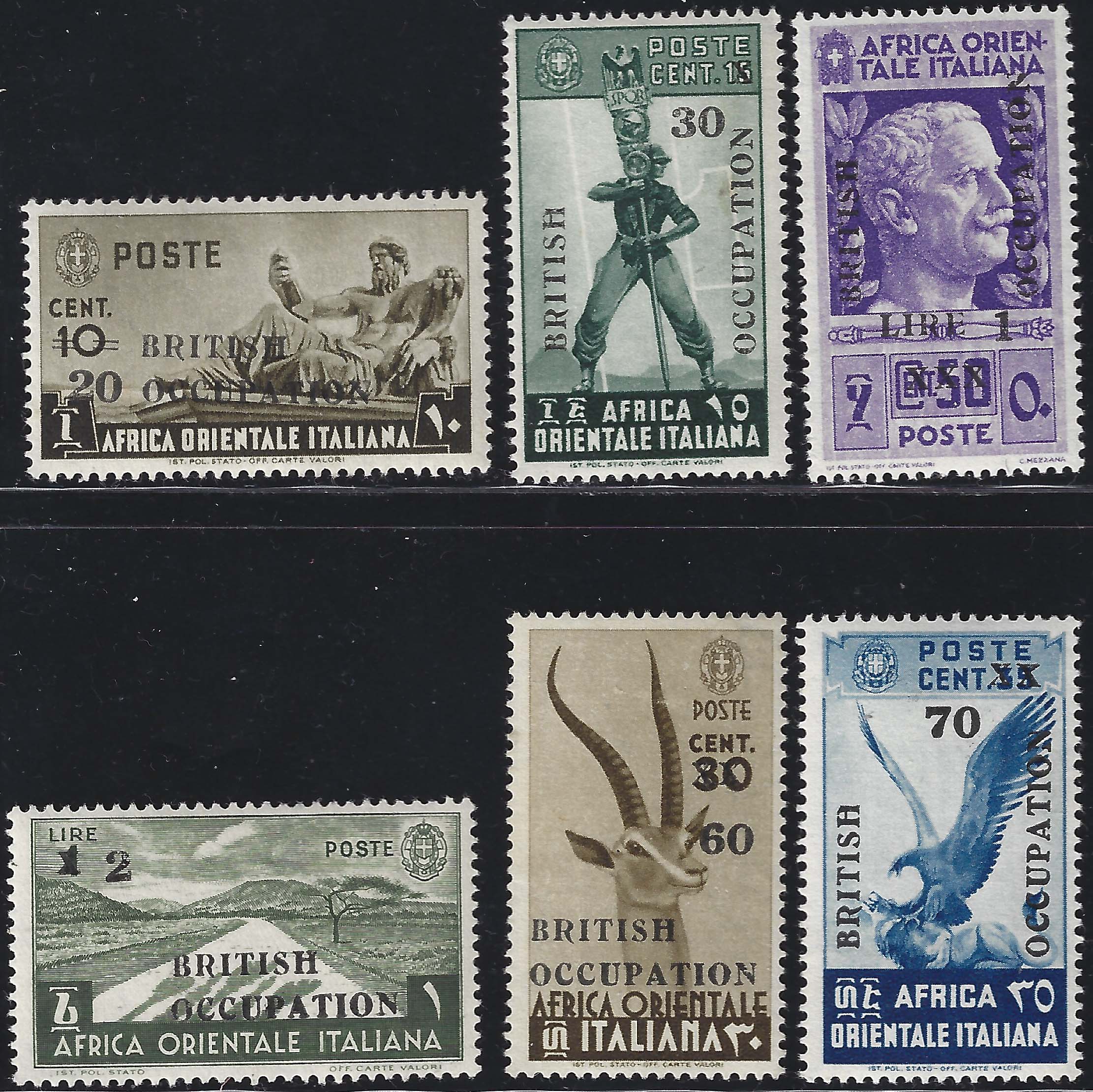 British Occupation, seconda serie completa non emessa nuova gomma integra (2/I-7/I)