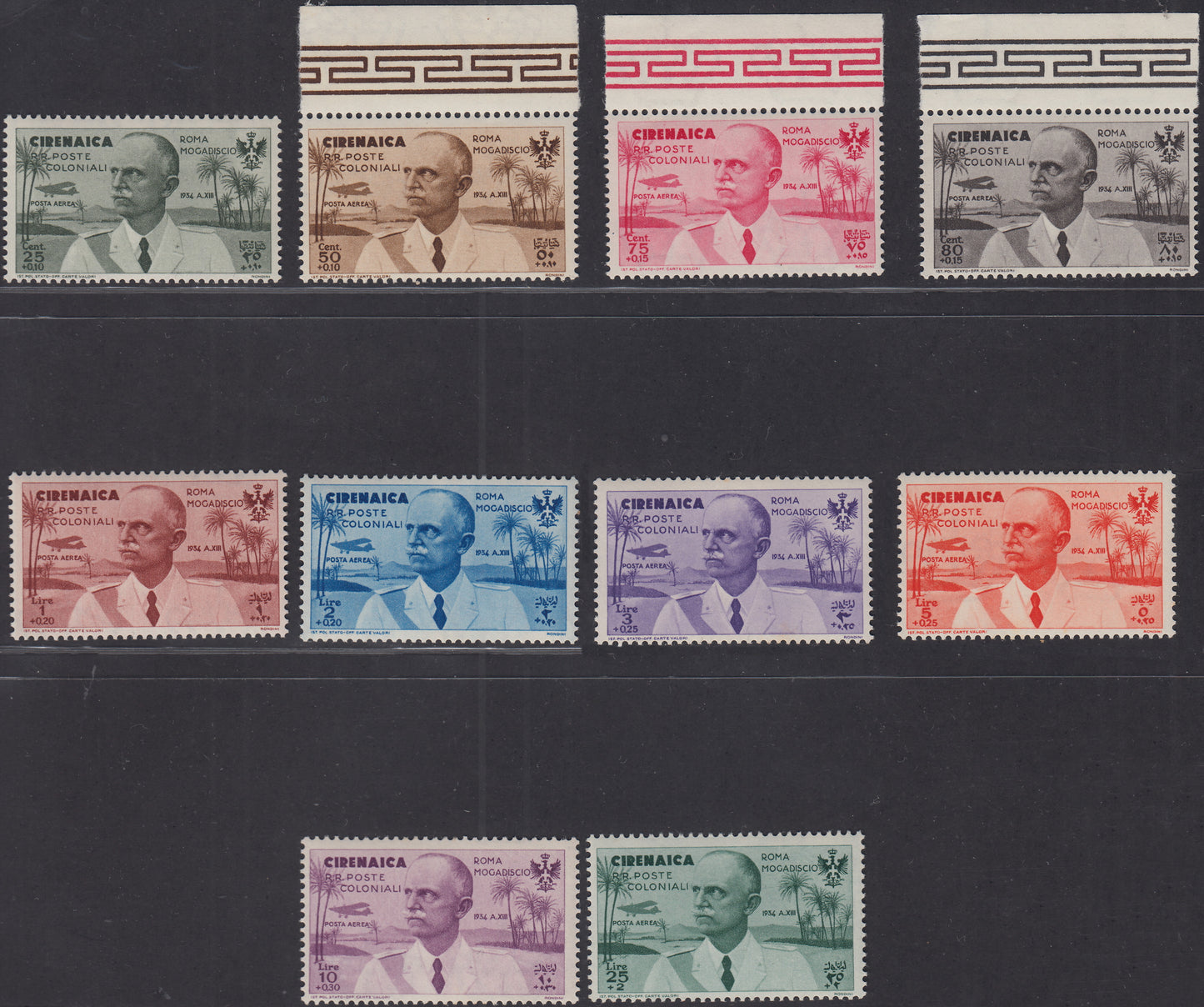 Italian colonies, Cyrenaica Rome-Mogadishu flight, complete set of 10 examples ** (30/39)