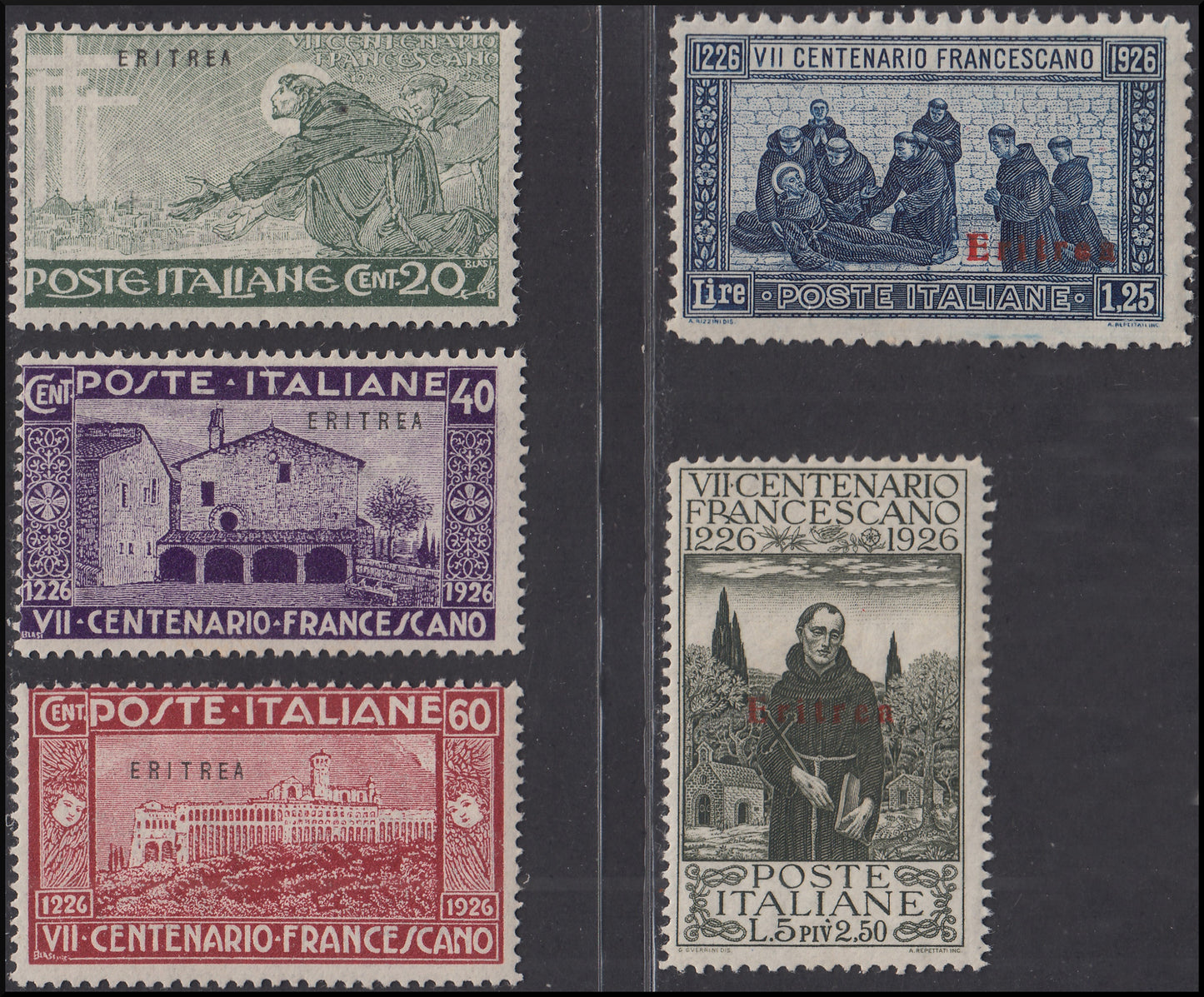 Colonie Italiane, Eritrea S. Francesco serie completa di cinque valori nuovi integri (102/106)