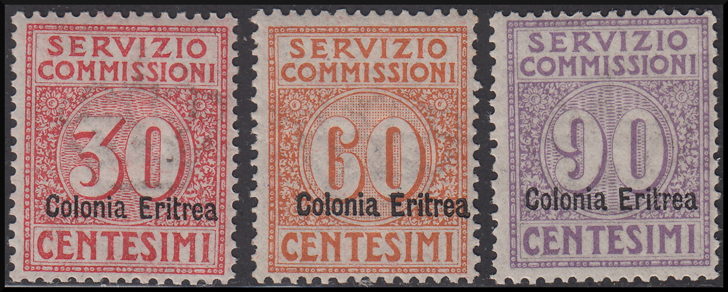 Italian Colonies, Eritrea Commission Service complete set of three values ​​* (1/3) 