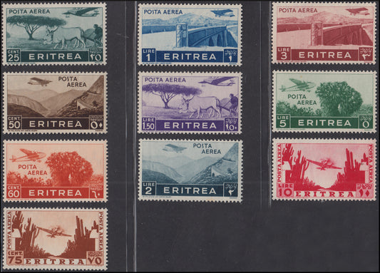 Colonie Italiane, Eritrea Posta Aerea soggetti africani serie completa di dieci valori ** (17/26)