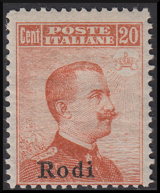 Colonie Italiane, Egeo, francobollo d'Italia n.107A soprastampato Rodi * (10)