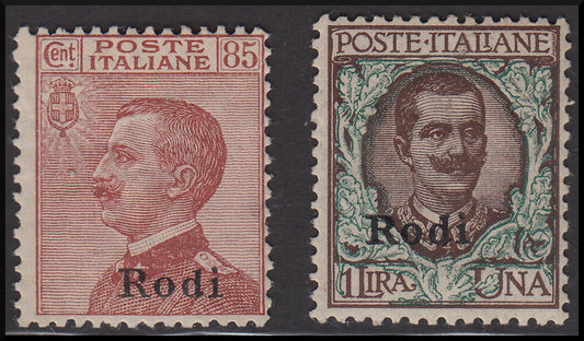 Egeo16 - Italian colonies, Aegean, Italian stamps overprinted Rhodes * (13, 14) 