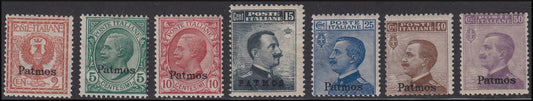 Colonie Italiane, Egeo, francobolli d'Italia soprastampati Patmos, lotto di 11 esemplari * (1/11)