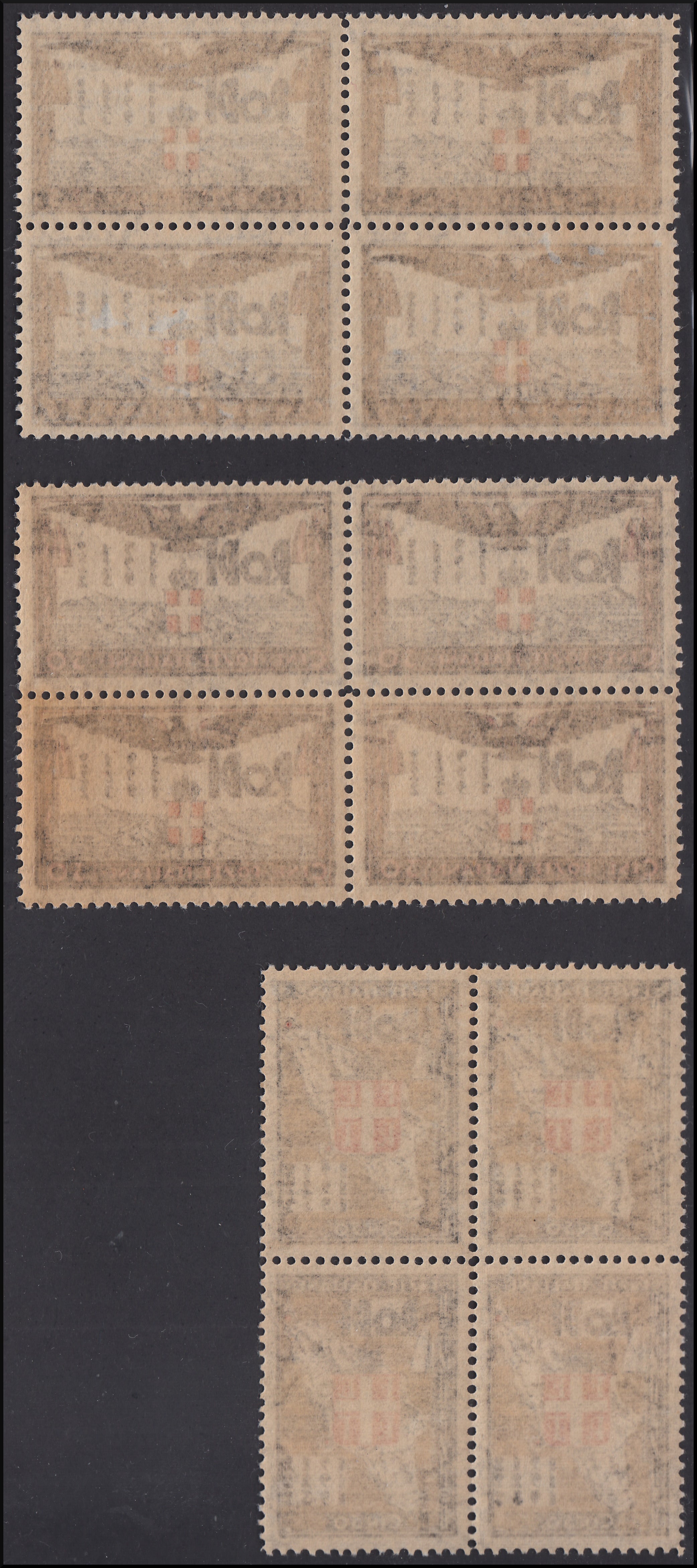 EGEO4 - 1932 - Ventennale dell'occupazione e decennale della rivoluzione fascista, serietta (escluso l'alto valore) in quartine nuove gomma integra integre (65/73)