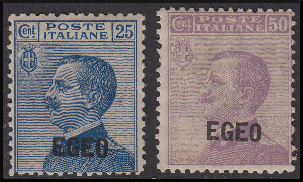 Italian colonies, Aegean, general issues, Michetti type stamp overprinted EGEO (1, 2) * 