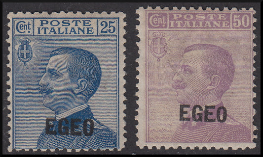 Italian colonies, Aegean, general issues, Michetti type stamp overprinted EGEO (1, 2) * 